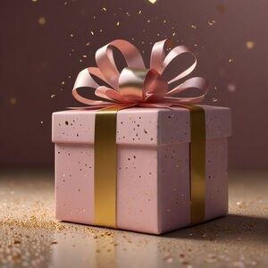 Pink and Gold Gift Box with Ribbon
